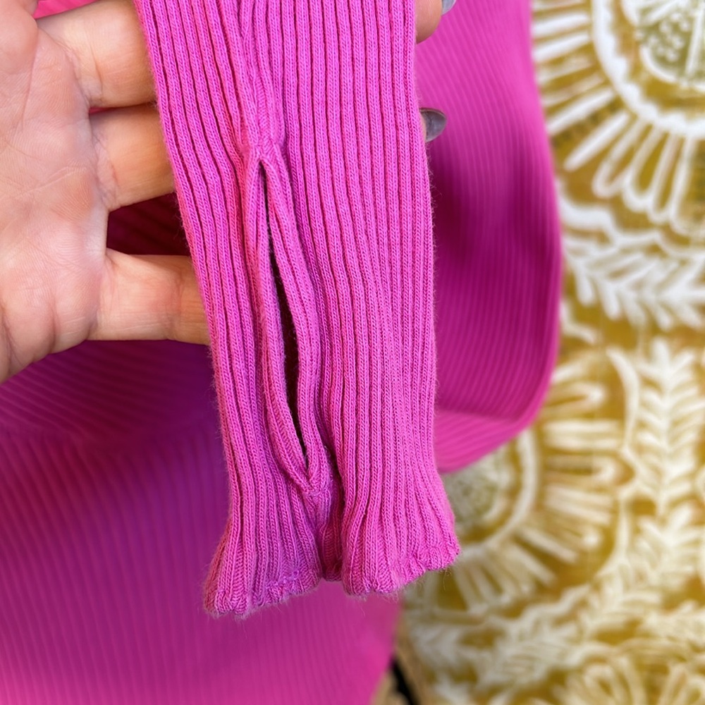 NWOT Free People Movement Laura Mock Neck Ribbed Top in Fuchsia Fizz size XS - Picture 7 of 12